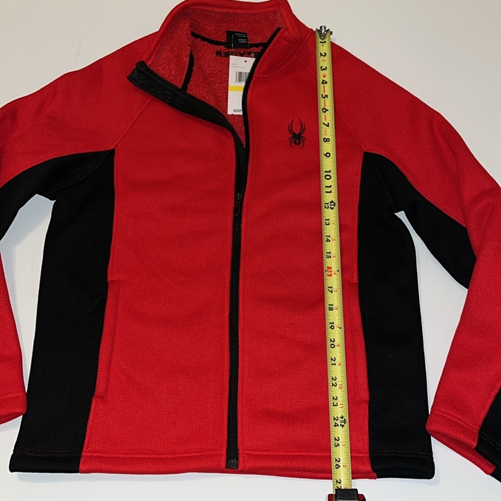 M SPYDER JACKET men's full zip pockets thick warm red black knit fleece NWT $169 - Picture 4 of 10